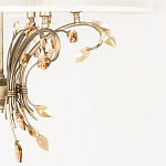 Люстра подвесная круглая с тканевым полупрозрачным абажуром и подвесками 6 ламп Gilded Elegance варинант исполнения - 6 | Loft Concept в Самаре