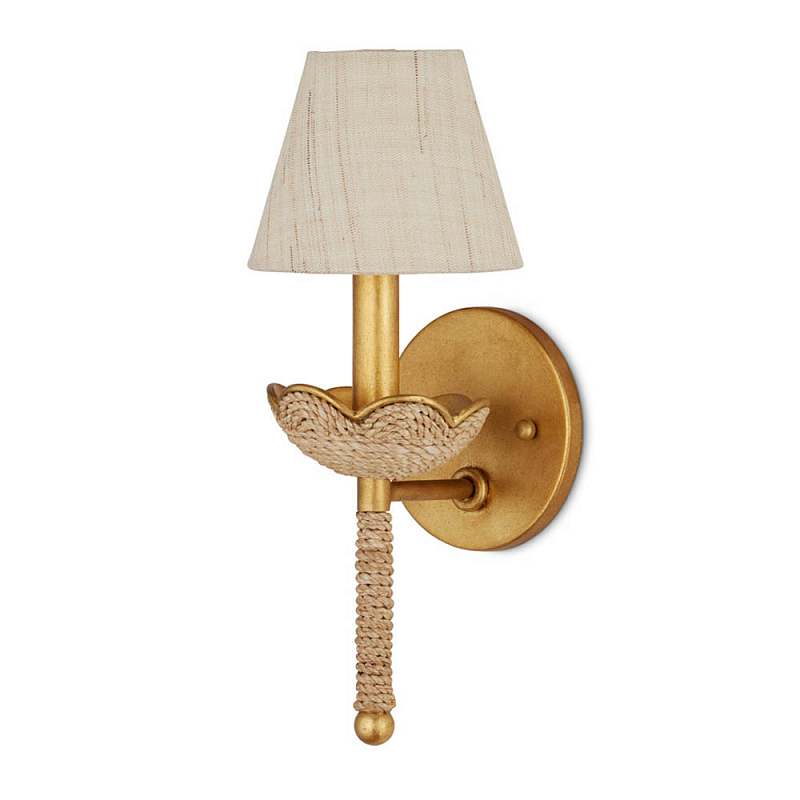 Бра из кованого железа с отделкой плетеной веревкой и сусальным золотом Parisian Style Золотой Бежевый в Самаре | Loft Concept 