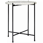 Кофейный столик с круглой разноцветной столешницей на 4-х черных ножках Multicolored Stone Composite варинант исполнения - 1 | Loft Concept в Самаре