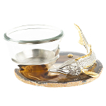 Икорница с декором "Стерлядка" с гравировкой на подставке из натурального камня Агат Decorative Cavair Dishes варинант исполнения - 1 | Loft Concept в Самаре