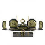 Настольный письменный набор из змеевика с часами и таблетницей Successful Leader варинант исполнения - 1 | Loft Concept в Самаре