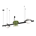 Подвесной светильник линейный с 2-мя шарообразными плафонами и цилиндрическим спотом Light of Еyes варинант исполнения - 3 | Loft Concept в Самаре