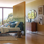 Комод округлой формы с тремя ящиками Walnut and Leather варинант исполнения - 8 | Loft Concept в Самаре