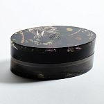 Шкатулка из эпоксидной смолы с цветами черная Epoxy Resin Oval Box Black варинант исполнения - 4 | Loft Concept в Самаре