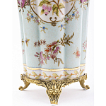 Ваза голубого цвета из фарфора с цветочным рисунком и бронзовой стрекозой Blue Garden варинант исполнения - 3 | Loft Concept в Самаре