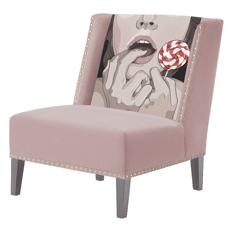 FUN Armchair Lollipop Pink Дизайнерское кресло с цветным принтом Розовый пастельный в Самаре | Loft Concept 