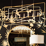 Люстра золотая из пересекающихся прямоугольных элементов Thin Intersecting Rectangles варинант исполнения - 4 | Loft Concept в Самаре