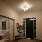 Потолочный светильник с двойным цилиндрическим плафоном из белого стекла и прозрачной органзы Kichler варинант исполнения - 6 | Loft Concept в Самаре