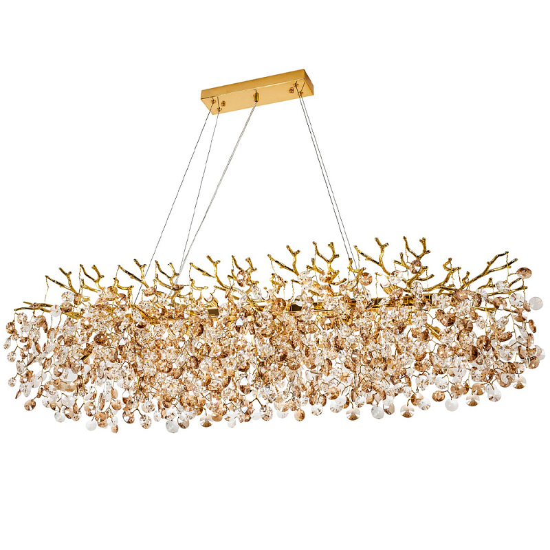Линейная люстра с хрустальными подвесками Fairytree Gold Crystal Linear Chandelier 14 Золотой Прозрачный Коричневый Линейная люстра с хрустальными подвесками Fairytree Gold Crystal Linear Chandelier 14 Золотой Прозрачный Коричневый в Самаре | Loft Concept