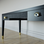 Письменный стол Elsa Dreams Black Шпон дерево с двумя ящиками варинант исполнения - 4 | Loft Concept в Самаре