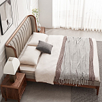 Кровать двуспальная с мягким изголовьем Moon Walnut Bed варинант исполнения - 4 | Loft Concept в Самаре