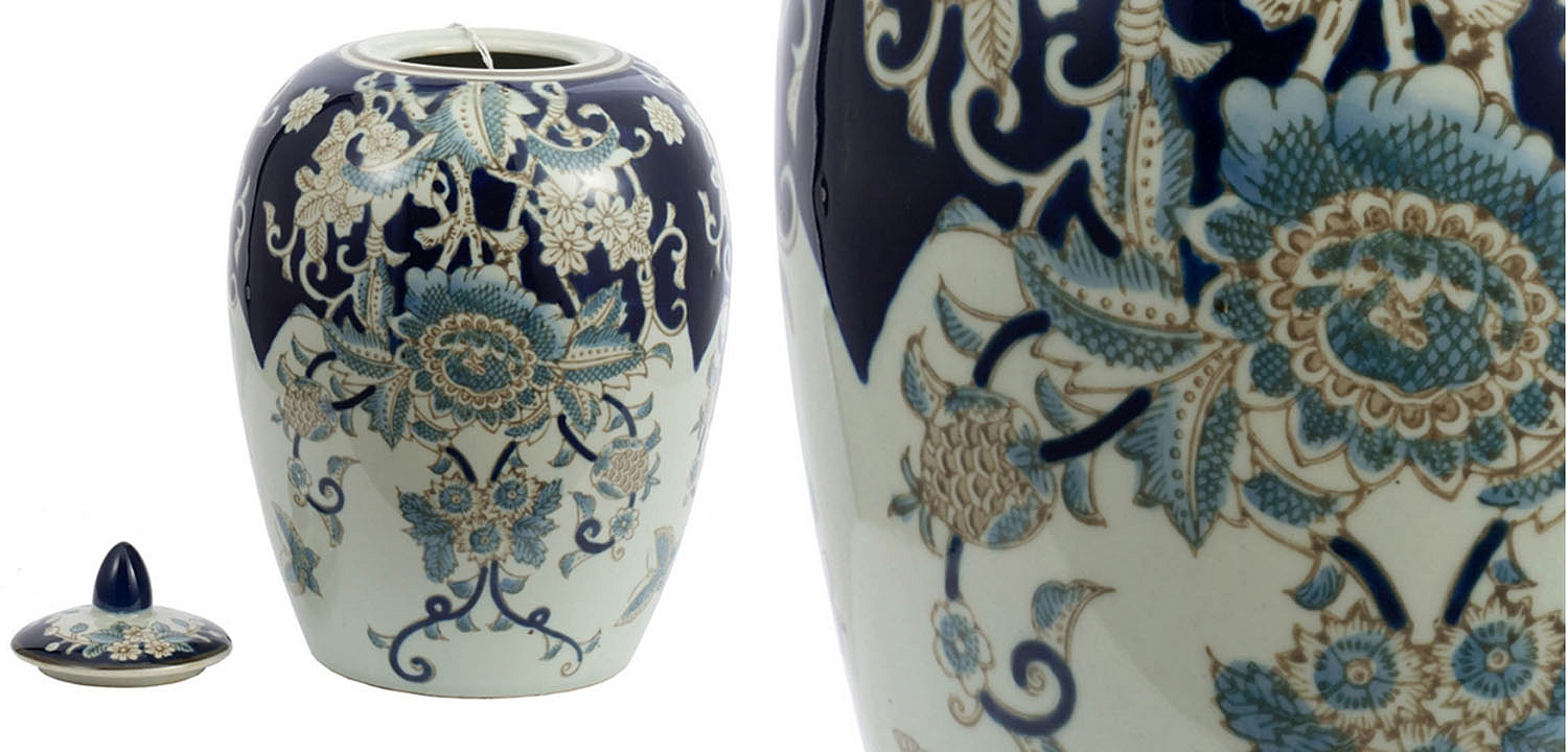 Ваза с крышкой Blue & White Ornament Vase barrel Ваза с крышкой Blue & White Ornament Vase barrel - Loft-Concept в Самаре
