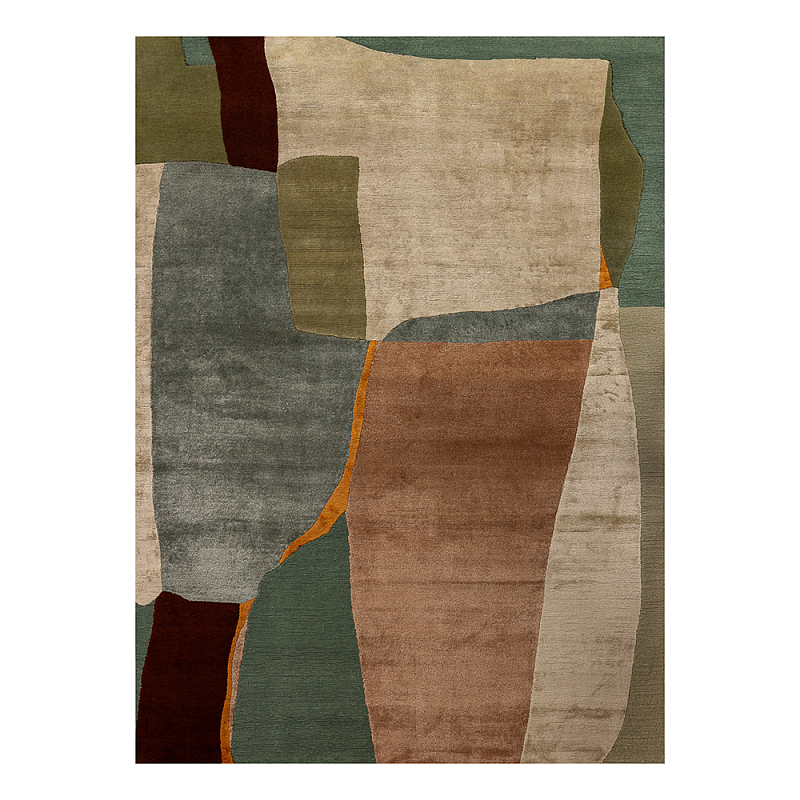 Ковер шелк Manhattan Wool Silk Carpet V Малахит Оливковый Бежевый в Самаре | Loft Concept 