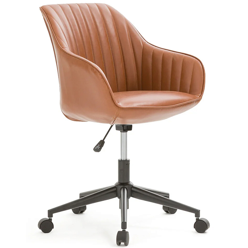 Вращающееся кресло на колёсах Alis Chair Коричневый Черный Хром Вращающееся кресло на колёсах Alis Chair Коричневый Черный Хром в Самаре | Loft Concept