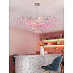 Люстра овальная с розовыми стеклянными подвесками в форме капель FAIRYTREE Light варинант исполнения - 3 | Loft Concept в Самаре