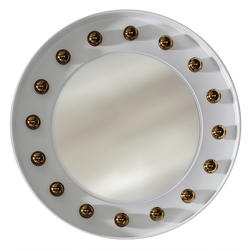 Зеркало белое с круглыми золотыми декоративными элементами Prince of the Church Белый Золотой в Самаре | Loft Concept 