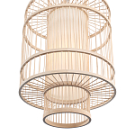 Подвесной светильник из деревянных прутьев с плафоном из натуральной ткани Light Inside the Cell варинант исполнения - 5 | Loft Concept в Самаре
