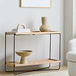 Консоль деревянной столешницей и полкой Wooden Table Top and Shelf варинант исполнения - 6 | Loft Concept в Самаре