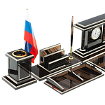 Настольный письменный набор с часами из природного камня обсидиана Team leader варинант исполнения - 3 | Loft Concept в Самаре