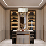 Люстра подвесная круглая с тканевым полупрозрачным абажуром и подвесками 4 лампы Gilded Elegance варинант исполнения - 8 | Loft Concept в Самаре