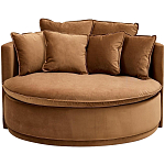 Кушетка круглая с обивкой из велюра коричневая Milky Brown Chair варинант исполнения - 2 | Loft Concept в Самаре