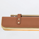 Подвесной светильник линейный латунного цвета в кожаном коричневом чехле и декоративными ремешками Alora варинант исполнения - 4 | Loft Concept в Самаре