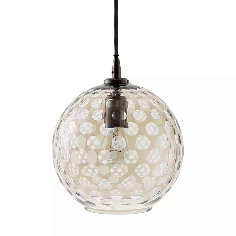 Подвесной светильник с плафоном в форме шара из стекла с рельефным узором Glass Pattern Lamp Коричневый в Самаре | Loft Concept 