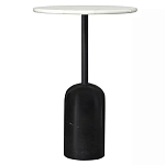 Кофейный столик с белой мраморной столешницей на черном основании Tall Coffee Black and White Table варинант исполнения - 3 | Loft Concept в Самаре