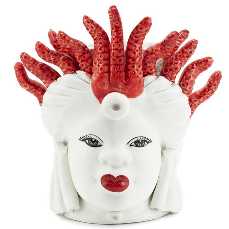Ваза Vase Moro Lady Small Medusa Red Белый Красный Ваза Vase Moro Lady Small Medusa Red Белый Красный в Самаре | Loft Concept