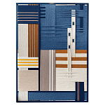 Панно из шнура Синяя геометрическая абстракция wall panel line Blue варинант исполнения - 4 | Loft Concept в Самаре