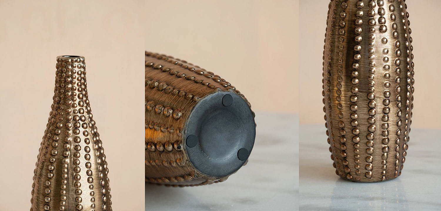 Ваза Ribbed Vase Narrow Throat bronze-gold 34 Ваза Ribbed Vase Narrow Throat bronze-gold 34 - Loft-Concept в Самаре