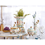 Кувшин с цветочным рисунком и бронзовой ручкой Blue Garden варинант исполнения - 7 | Loft Concept в Самаре