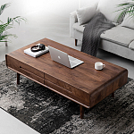 Кофейный стол из массива дерева с выдвижными ящиками Coffee Walnut Table варинант исполнения - 1 | Loft Concept в Самаре