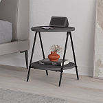 Стол приставной с 2-мя круглыми столешницами цвета антрацит ESSEL SIDE TABLE ANTHRACITE варинант исполнения - 3 | Loft Concept в Самаре