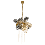 Люстра подвесная со стеклянными плафонами из дымчатого и золотистого с шестью вертикальными подвесками Gilded Mirage  варинант исполнения - 2 | Loft Concept в Самаре