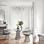 Люстра подвесная с прозрачными стеклянными подвесками в форме капель Диаметр 100 см Droplet Chandelier варинант исполнения - 21 | Loft Concept в Самаре