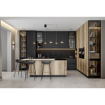 Черный матовый кухонный гарнитур с фасадом под дерево Axelle Kitchen Set варинант исполнения - 3 | Loft Concept в Самаре