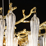 Люстра золотого цвета с декоративными ветками и длинными прозрачными стеклянными подвесами в форме сосулек Droplet Chandelier варинант исполнения - 6 | Loft Concept в Самаре