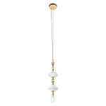 Подвесной светильник с белыми фигурными стеклянными элементами и бронзовыми вставками Высота 100 см Gabriel Scott Luna варинант исполнения - 4 | Loft Concept в Самаре