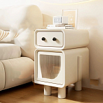 Тумбочка прикроватная с ящиком и стеклянной дверцей Робот Robot Bedside варинант исполнения - 2 | Loft Concept в Самаре