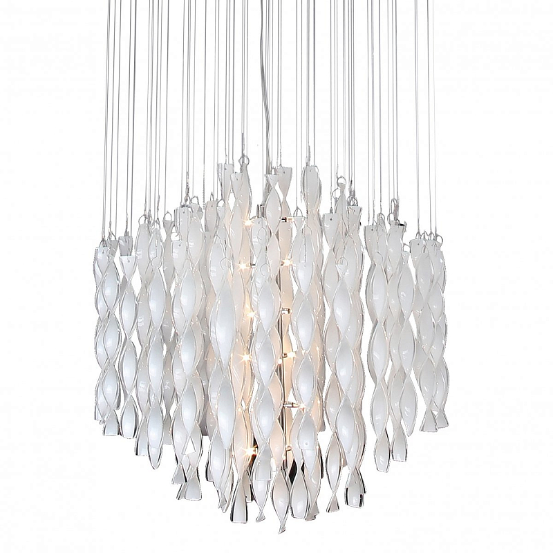 Люстра Macaroni Chandelier Chrome mono white Белый Люстра Macaroni Chandelier Chrome mono white Белый в Самаре | Loft Concept