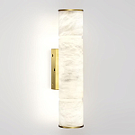 Бра с цилиндрическим плафоном из белого алебастра на прямоугольном основании Латунь Cryptocrystalline Stone варинант исполнения - 1 | Loft Concept в Самаре