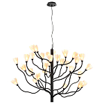 Люстра подвесная черного цвета с ветвями и белыми фарфоровыми цветами Floralis варинант исполнения - 11 | Loft Concept в Самаре