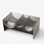 Дизайнерский журнальный стол с полукруглыми полками под столешницей Tiwoberoc варинант исполнения - 1 | Loft Concept в Самаре