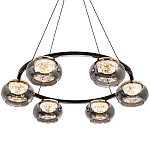 Люстра с круглыми плафонами из дымчато-серого стекла  IONA Grey Glass Chandelier 6 варинант исполнения - 1 | Loft Concept в Самаре