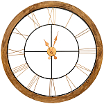 Часы настенные деревянные с римскими цифрами бронзового цвета Clock with History варинант исполнения - 1 | Loft Concept в Самаре