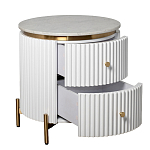 Тумбочка белая круглая с мраморной столешницей Thoroughbass варинант исполнения - 5 | Loft Concept в Самаре