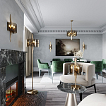 Бра с изогнутым плафоном на бронзовом основании с вертикальным декором из металлических трубок Sohne варинант исполнения - 2 | Loft Concept в Самаре