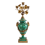 Подсвечник из фарфора с бронзовыми цветочными элементами Malachite Candlestick варинант исполнения - 1 | Loft Concept в Самаре