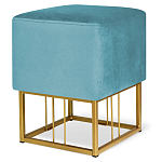 Пуф квадратный голубой велюр на золотом металлическом основании Celeste Blue варинант исполнения - 1 | Loft Concept в Самаре